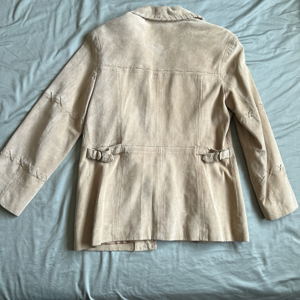 Esprit Beige Leather Jacket With Button Details - image 4